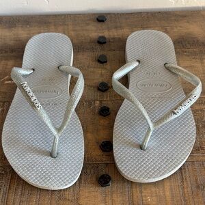 Havaianas Metallic Gray Flip Flops